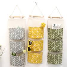 Three Pockets Hanging Wall Storage Bag