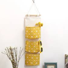Three Pockets Hanging Wall Storage Bag